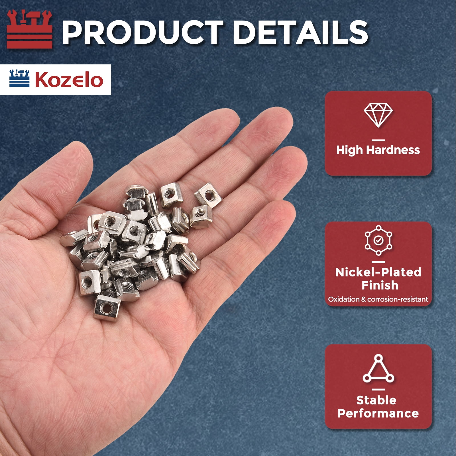 Uxcell 20 Pcs Sliding t Nuts - [M4-0.7] 4040 Series Hammer Nuts Nickel Plated Carbon Steel for Aluminum Extrusion Profile Hardware Accessories, Silver