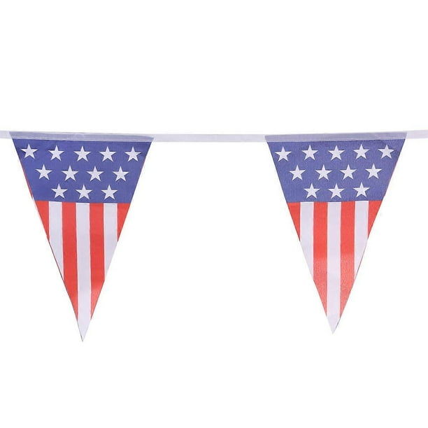American Flag Pennant Banner for Holiday Greetings Multi Plastic Excellent for 4th of July Parties 12 Feet