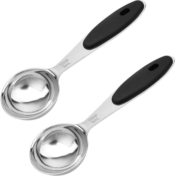 HLONK 1 Tablespoon (3 tsp | 15 ml |15 cc| 0.5 oz | 1/16 Cup) Single Measuring Spoon Stainless Steel 1 Tbsp Individual Spoons Metal Measuring Spoons (2 Pack)