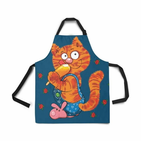 

ASHLEIGH Valentine s Day Cat I Love You Red Love Heart Flower Apron for Women Men Girls Chef with Pockets Adjustable Bib Kitchen Cook Apron for Cooking Baking Gardening Pet Grooming Cleaning