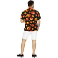 thumbnail image 4 of HAPPY BAY Men's Button Up Short Sleeve Beach Caribbean Cruise Shirt Fashion Halloween Costumes Hawaiian Shirts for Men S Scary Pumpkins Spooky Orange, 4 of 6