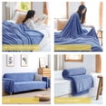 thumbnail image 4 of Kasentex  Knitted Throw Blanket Soft Waffle Throw with Decorative Color and Design for Couch Sofa, Office and Bed Blue 50 x 60, 4 of 5