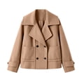 thumbnail image 4 of Enjoytime Jackets for Women Lapel Double Breasted Long Sleeve Cropped Coat Fashion Cozy Business Casual Fall Winter Outerwear, 4 of 6