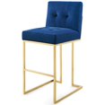 thumbnail image 1 of Bar Stool Chair Barstool, Velvet, Metal Steel, Gold Blue Navy, Modern Contemporary Urban Design, Bar Pub Cafe Bistro Hotel Restaurant Hospitality, 1 of 8
