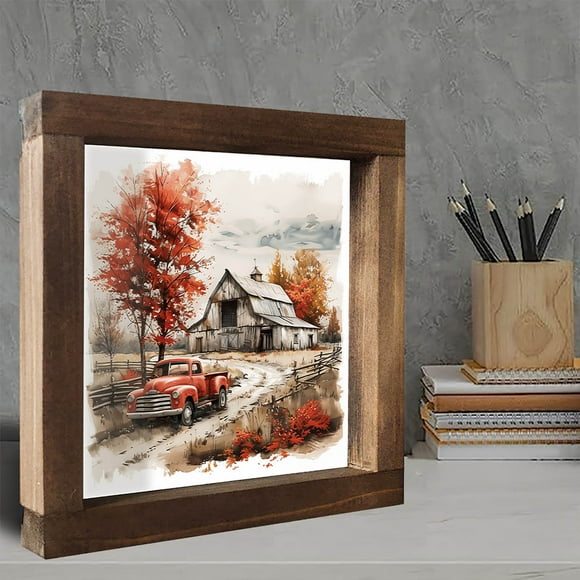 Farmhouse Canvas Wall Art Red Old Tractor Picture for Kitchen Sunflowers Country Painting in Bedroom Bathroom Living Room Prints Artwork