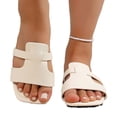 thumbnail image 4 of KIJBLAE Women's Wrap Cross Strap Single Band Flat Sandals, Wide Width Open Toe Non Slip Casual Beach Slippers for Summer Beige 36, 4 of 7