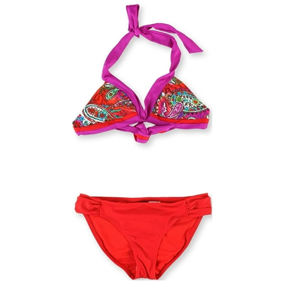 Becca Womens Paisley Brief 2 Piece Bikini, Red, Medium