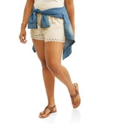 Juniors' Plus All Over Lace Shorts With Crochet Waistband