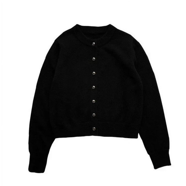 Cardigan Tricoté Femme Nouveau Coréen Ample Couleur Unie Col Rond Manteau
