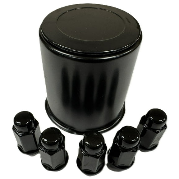 eCustomrim Black Trailer Wheel Lug and Cap Set - Hub Cover 5 Lugs 3.19 Inch Center Rim