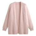 thumbnail image 6 of Lixiuxyad Womens Cardigans Women's Knit Cardigan Long Sleeve Soft Open Front Cozy Mid Length Sweater Outerwear For Fall Winter Casual Comfort,Pink, 6 of 6