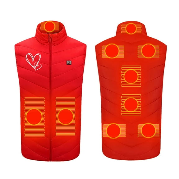 Winter Heated Vest for Women Usmixi Unisex Heated Vest Coat Outdoor 9 Area USB Eletric Heating Coats for Women and Men Full Zip Sleeveless Heart Print Vest Jacket 2023 Jacket Holiday