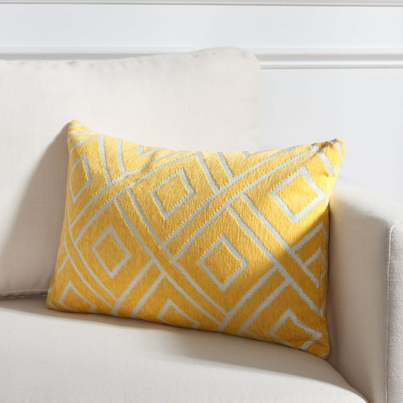 SAFAVIEH Triska Diamond Pillow, 12" x 20", Yellow