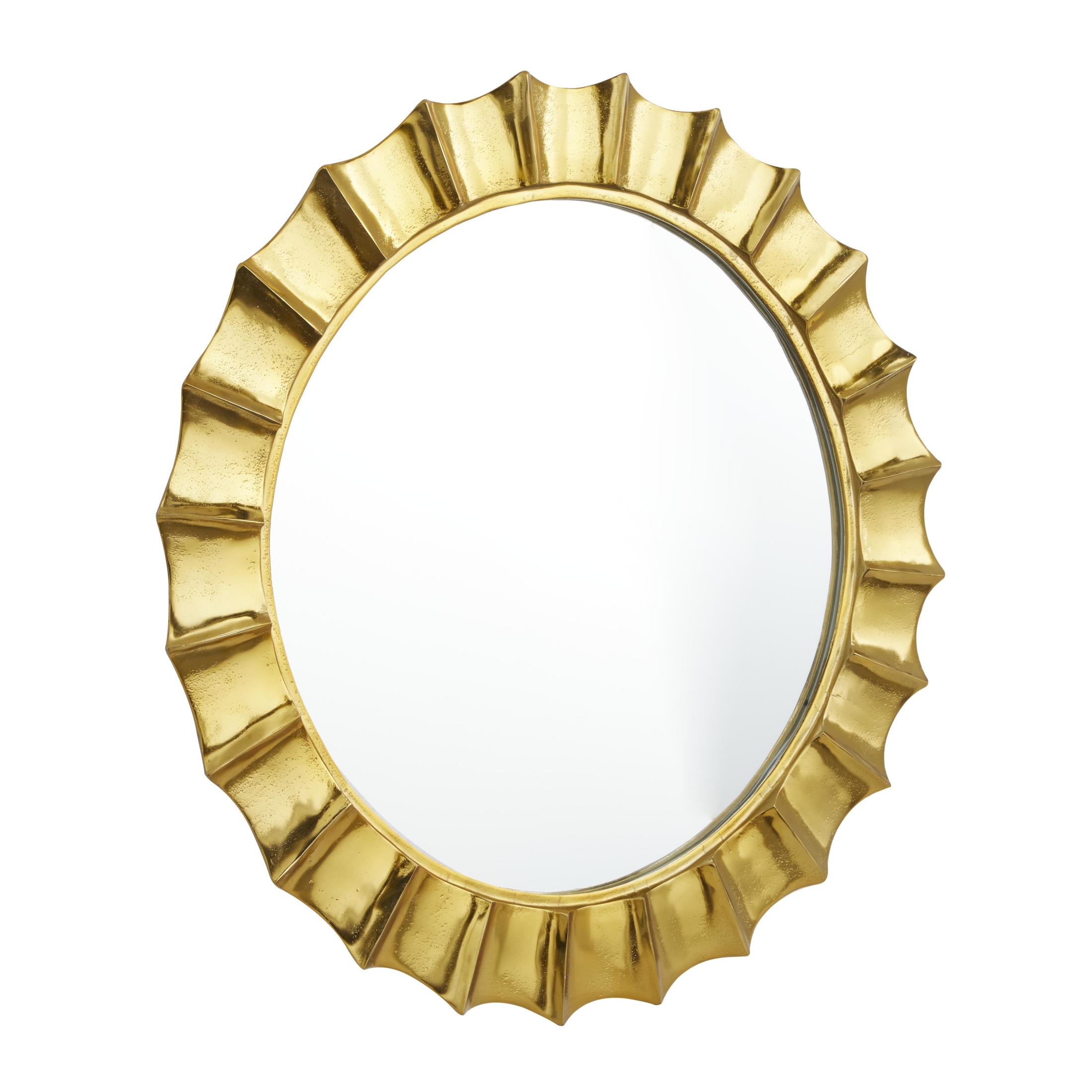 DecMode 35" x 35" Gold Starburst Wall Mirror