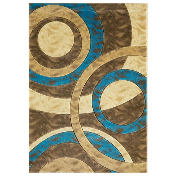 MDA Home Orelsi Brown/Blue Contemporary Polypropylene Area Rug - 3'9" x 5'9"