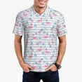 thumbnail image 2 of Balery Flamingo and Pineapple Printed Men’s Short Sleeve Polo Shirt, Midweight Men's Shirt,Golf Polo shirts -Medium, 2 of 8