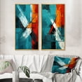 thumbnail image 1 of Designart "Ineffable Love Teal Abstract III" Abstract Painting Framed Wall Art Set Of 2 - Modern Red Frame Gallery Set For Office Decor, 1 of 6