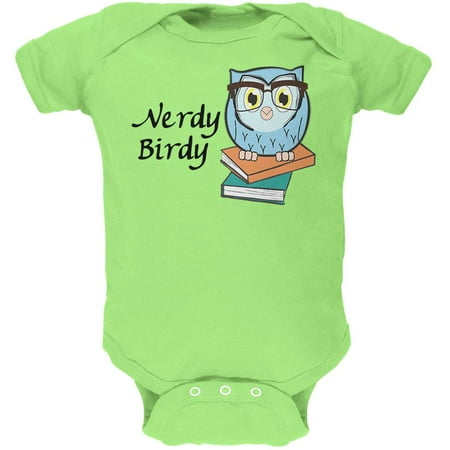 

Owl Nerdy Birdy Funny Rhyme Soft Baby One Piece Key Lime 9-12 M