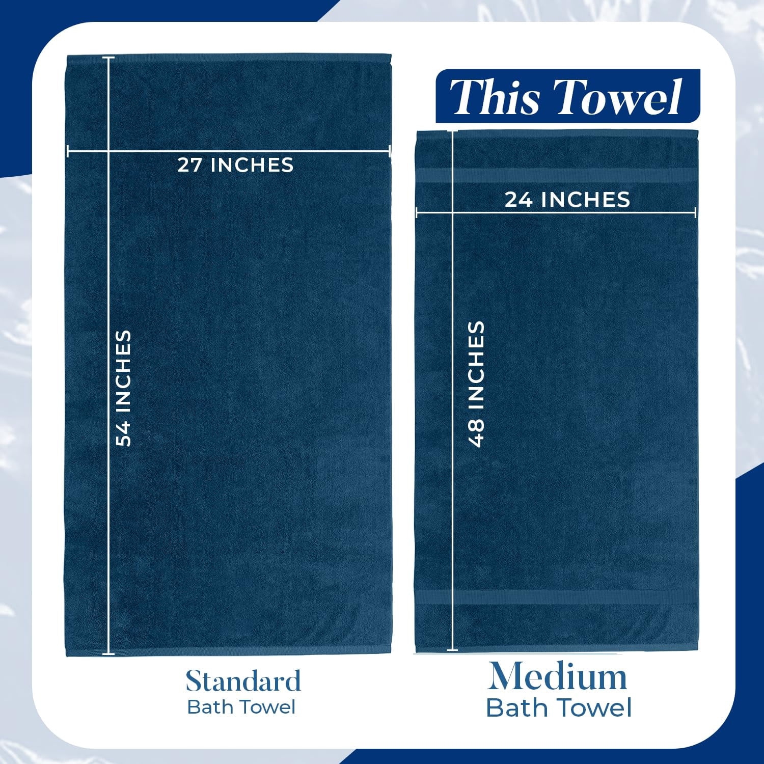 Dan River Bath Towel 6 pack 24x48 in Ultra Soft Quick Drying Cotton Towel - Opal Blue