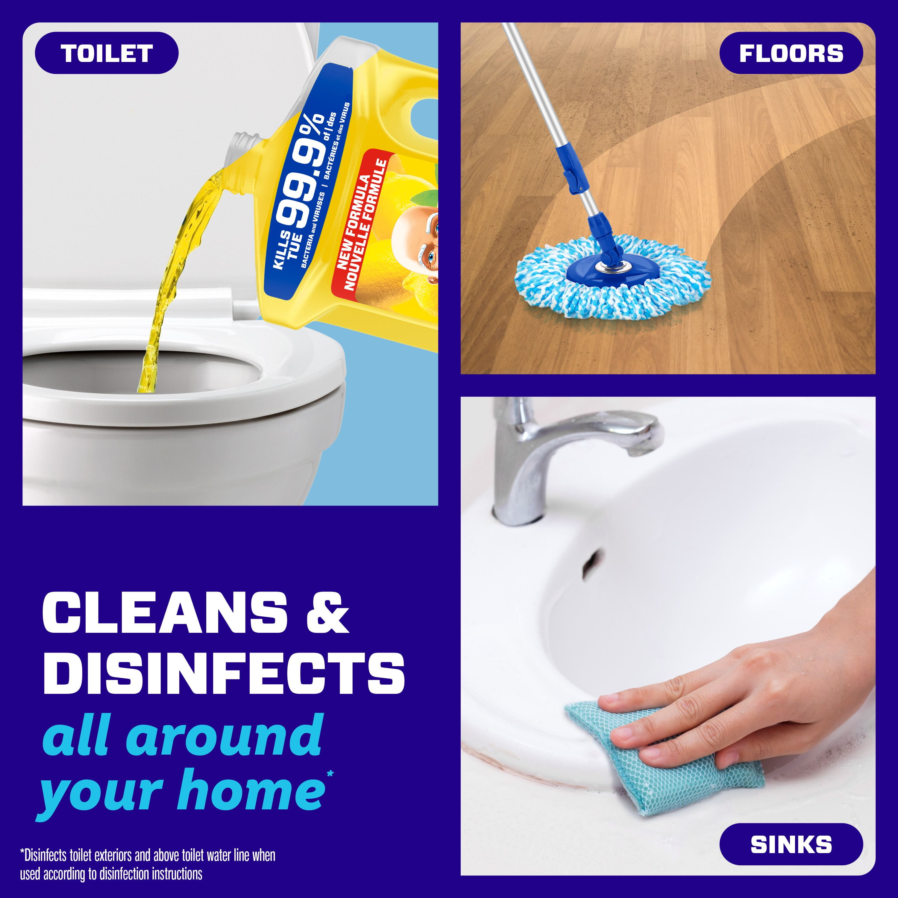 Nettoyant tout usage antibactérien M. Net, nettoyant pour planchers, savon pour vadrouille, nettoyant liquide, Citron, 2,93 L (FRENCH) GOI F&B - Item Short Description