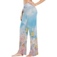thumbnail image 2 of Women's Watercolor Wild Flowers Pajama Pants, Casual Pajama Bottoms Lounge Pants Wide Leg, 2 of 7