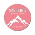 thumbnail image 1 of Darling Souvenir Round 45 Pcs Snowy Mountain Save The Date Stickers Personalized Bride Groom Names And Date Envelope Seals- Peach & White, 1 of 4