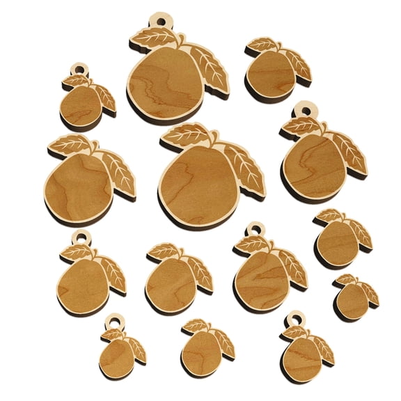 Guava Fruit Solid Wood Mini Charms Shapes DIY Craft Jewelry - With Hole - 16mm (22pcs)