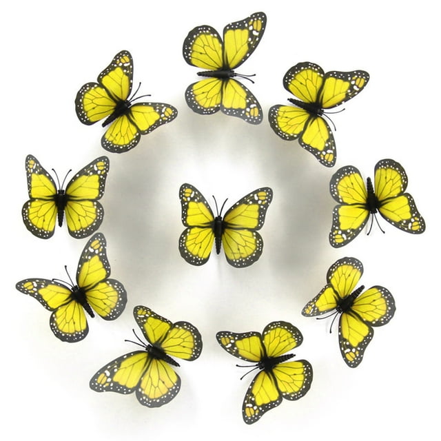 10PCS 3D Wall Stickers Art Decorations Decorations 3D Wall 10 Pcs Orange Butterflies Realistic Wall Decal For Spring Summer And Autumn Craft Home Wall Table Bedroom Decorations Locker Decorations for