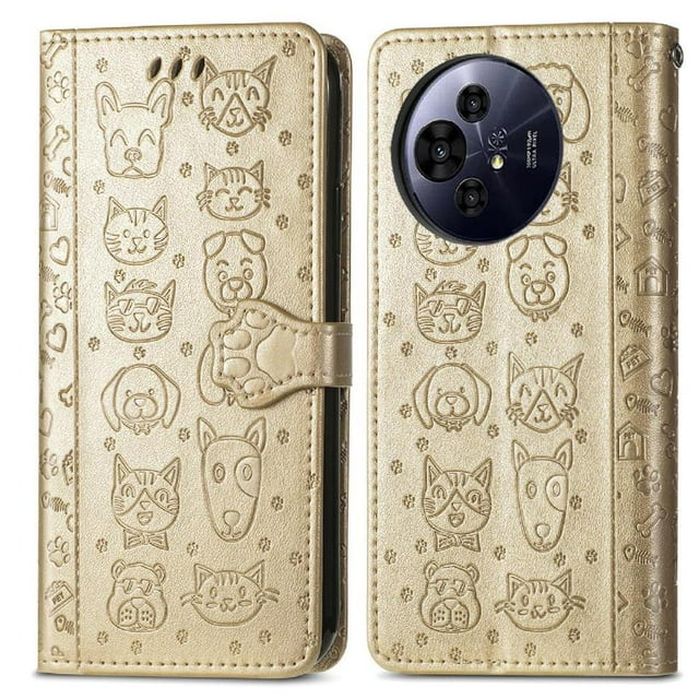 Funda Cartera FOXDOCK para TCL 50 Pro NxtPaper , Flip PU con Relieve de Gatos y Perros, Tarjetero y Soporte