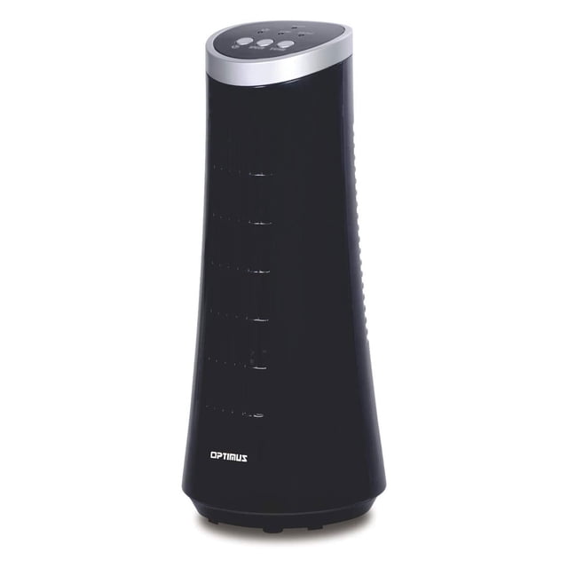 Optimus Indoor 12 Inch Desk 2 Speed Personal Oscillating Tower Fan, Black