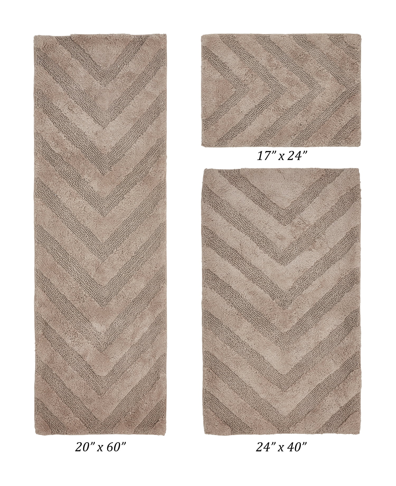 Better Trends 3 Piece Bathroom Rug Set 100% Cotton Extra Soft Tufted Bath Rug Water Absorbent Non-Slip Bath Mat Machine Washable (Beige) Hugo Collection