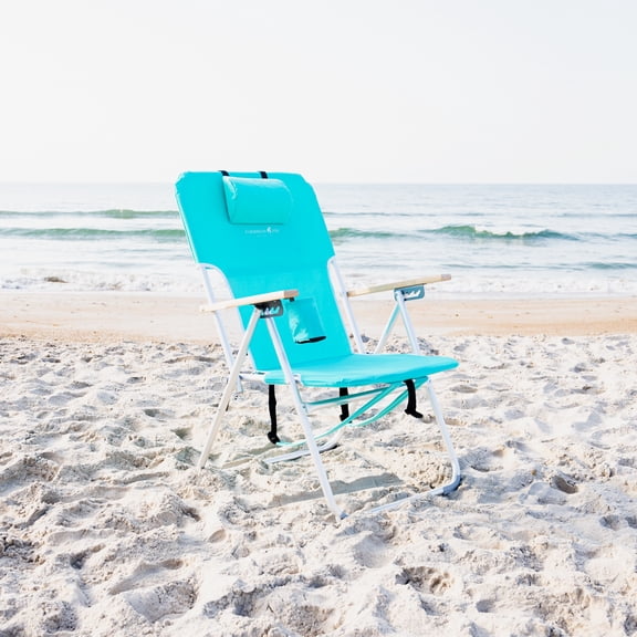 CARIBBEAN JOE FOLDING BEACH CHAIR 4 POSITION PORTABLE BACKPACK FOLDABLE - TEAL