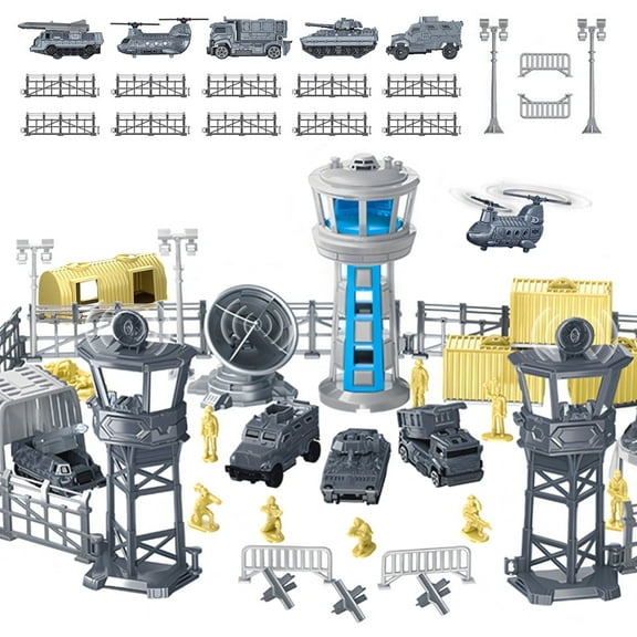 28 PCS Military Base Toys Set Including Army Vehicles, Aircraft, Tanks, Army Men Action Figures, Watchtower and Military Combat Toys for Kids