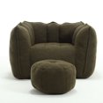thumbnail image 3 of CKEASEAN 41"W Soft Bean Bag Chair with High Resilient Foam, Boneless Corduroy Floor Chair with Ottoman, Comfortable Square Lazy Sofa with Armrest, Rack for Reading and Gaming, No Assembly Required, 3 of 9