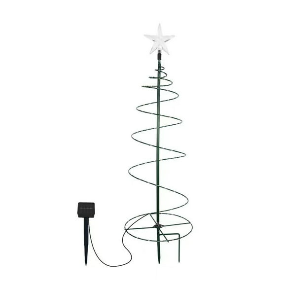 20 Inch Christmas Tree Adjustable Multi-Color LED Decoration, Spiral Light Path Stake With Star Topper Outdoor Solar Atmosphere Light