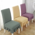 thumbnail image 3 of Mictong checkered dining chair cover with skirt edge, universal elastic dining chair cover, detachable chair cover, suitable for kitchen, wedding, banquet, 4 piece, Gray, 3 of 4