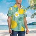 thumbnail image 5 of Easygdp Lemons Chamomile Flowers And Leaves Men's Hawaiian Shirts Print Lapel Short Sleeve for Beach, vacation, party, casual occasions - Medium, 5 of 9