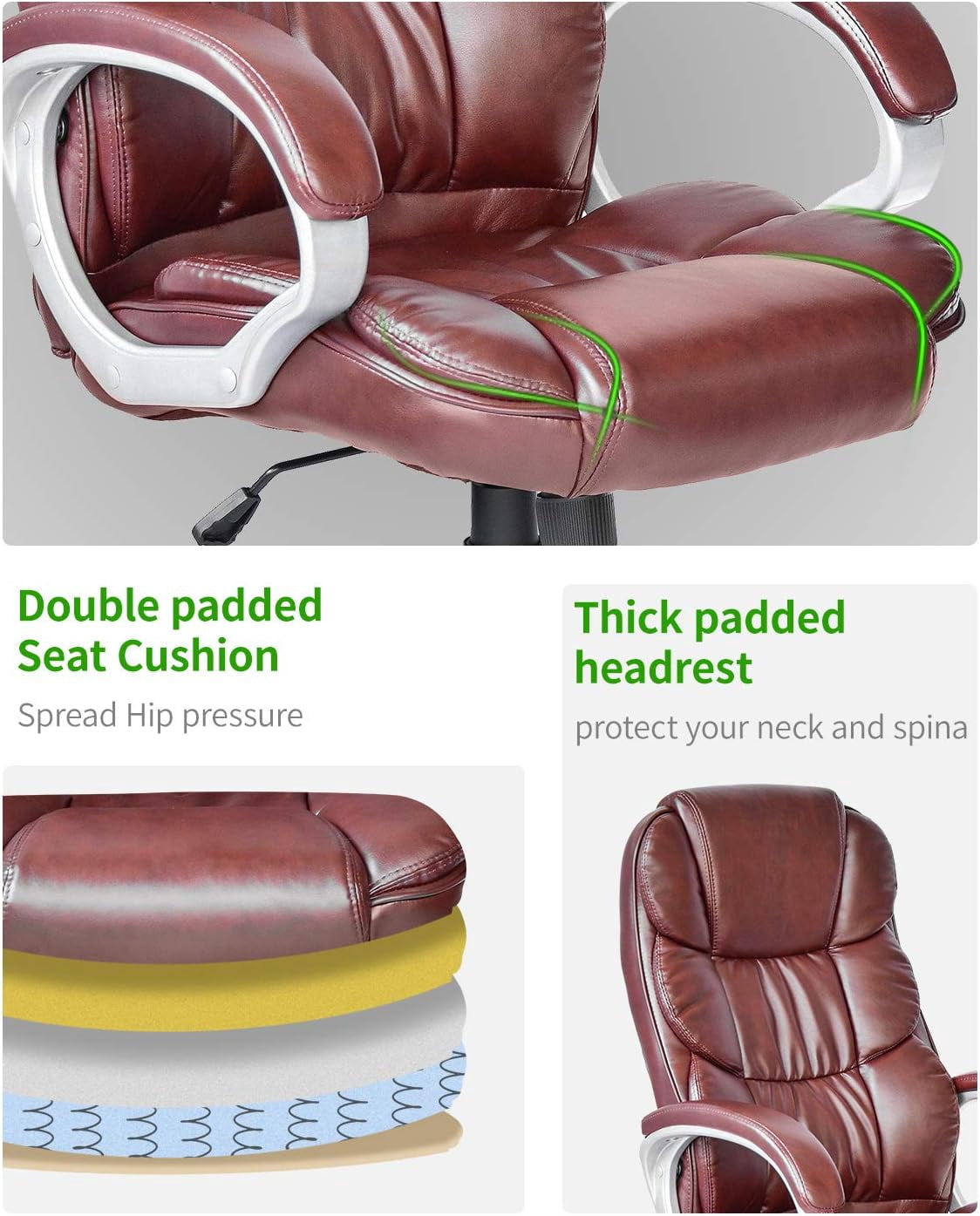 FDW  Ergonomic Office Chair, Lumbar Support, Rolling Swivel for Men, Women(Brown)