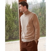 Kallspin Mens Turtleneck Sweaters Wool Blend Lightweight Pullover Sweaters(Coffee,Medium)