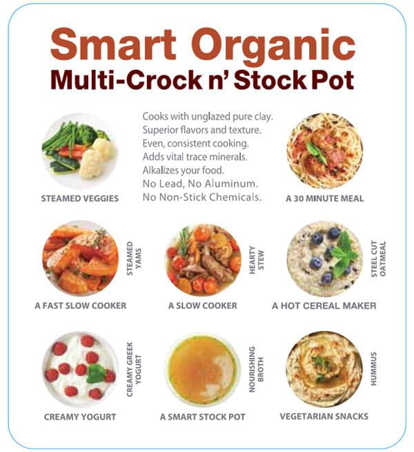 VitaClay Smart 6-In-1 Crock & Stock Pot 6.5 Qt Organic Clay 