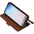 thumbnail image 3 of Wallet Case for Samsung Galaxy S10, 5 Card Slots Magnetic Closure Zipper Pocket Handbag PU Leather Flip Case with Wrist Strap TPU Kickstand Cover for Samsung Galaxy S10 - Brown, 3 of 14