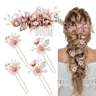 Rhinestone Floral Hair Pins Set 2 Pcs Wedding Party Accessories Amazon.com : SWEETV Set of 2 Bridal Hair Pins Rhinestone  main image 2