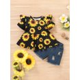 thumbnail image 2 of SUNSIOM Girl?s 2Pcs Clothes Suit, Printed Tops with Short Ripped Jeans, 2 of 9