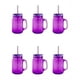 thumbnail image 1 of 6 Piezas Mason Jar Grabado Vaso Tarro Con Tapa Y Popotes Color Morado, 1 of 4