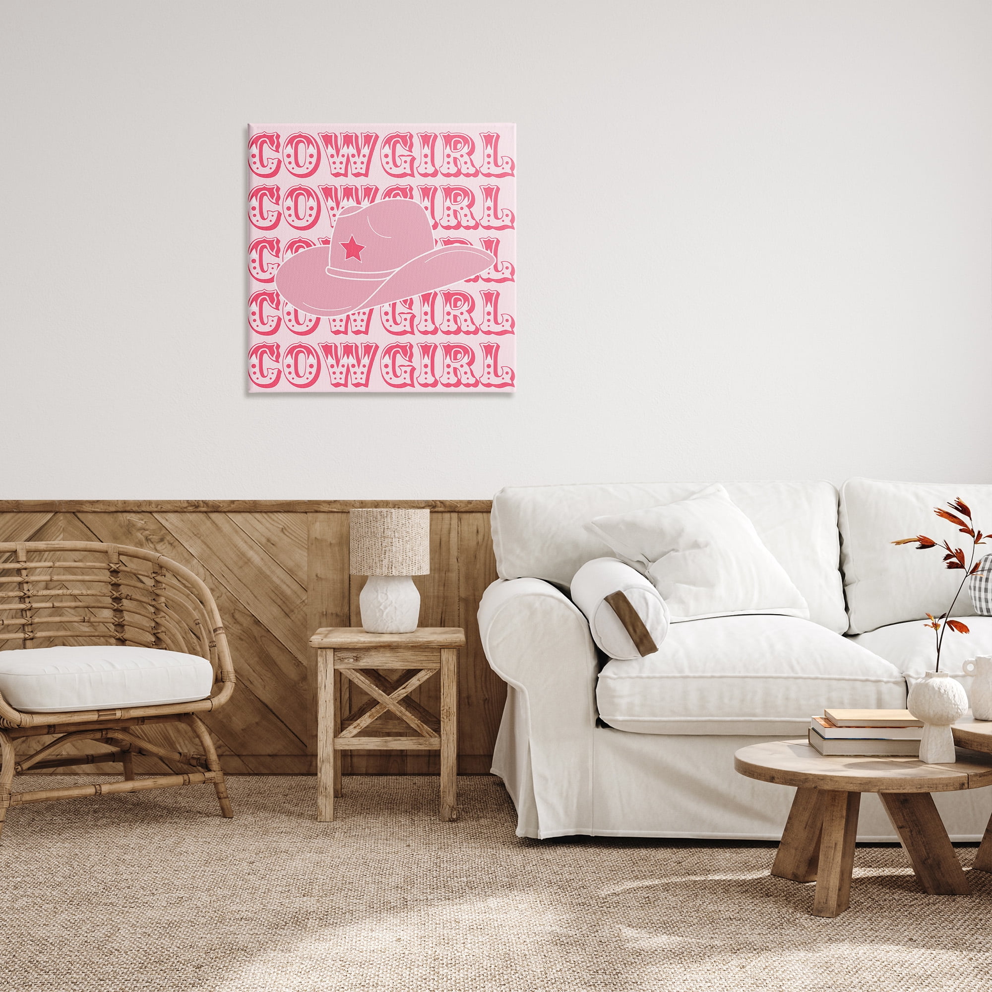 Stupell Industries Blush Pink Cowgirl Beauty & Fashion Painting Gallery Wrapped Canvas Art Print Wall Art, 30 x 30
