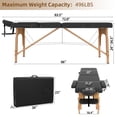 thumbnail image 3 of Westice Portable 2-Section Foldable Massage Table with Adjustable Height, Face Cradle, Wood Frame, Ideal for Spa, Tattoo, Black, 3 of 10
