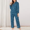 thumbnail image 2 of Pofeuu Blue Glitter Print Womens Pajamas Set Long Sleeve Sleepwear Button Down Nightwear Soft Pj Lounge Sets Button Down Pajamas Women-Small, 2 of 7