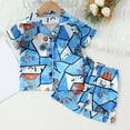 thumbnail image 2 of Ensemble de Pyjamas Garçon Imprimé Manches Courtes Filles Boutonné Ensemble de Pyjamas Mode Filles Pyjamas Soyeux Taille 4-5 Ans Garçons Filles Mode, 2 of 8