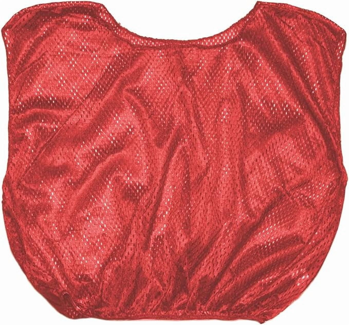 Champion Sports Mesh Practice Scrimmage Vest Regular and Numbered (Youth and Adult) - Pack of 12, Red, Adult Regular