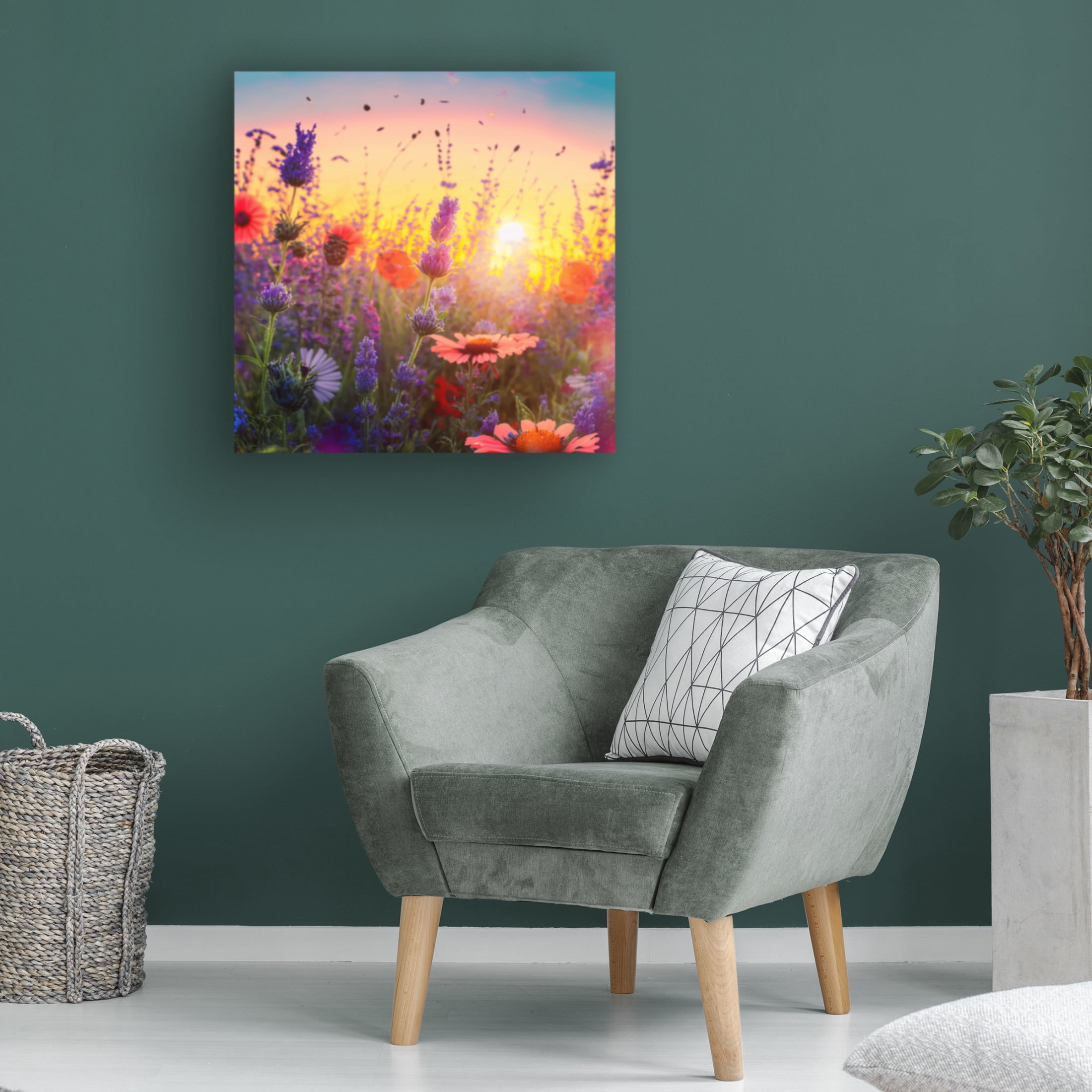 Canvas Wall Art - Ray Heere 'Flowering Fields 4' Wall Art for Living Room, Bedroom, or Office Décor by Trademark Fine Art - 24 x 24 Inches